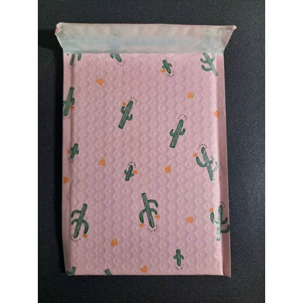 6x10 Bubble Padded Polymailer Envelopes Pink Cactus Western Desert Print 100 PK